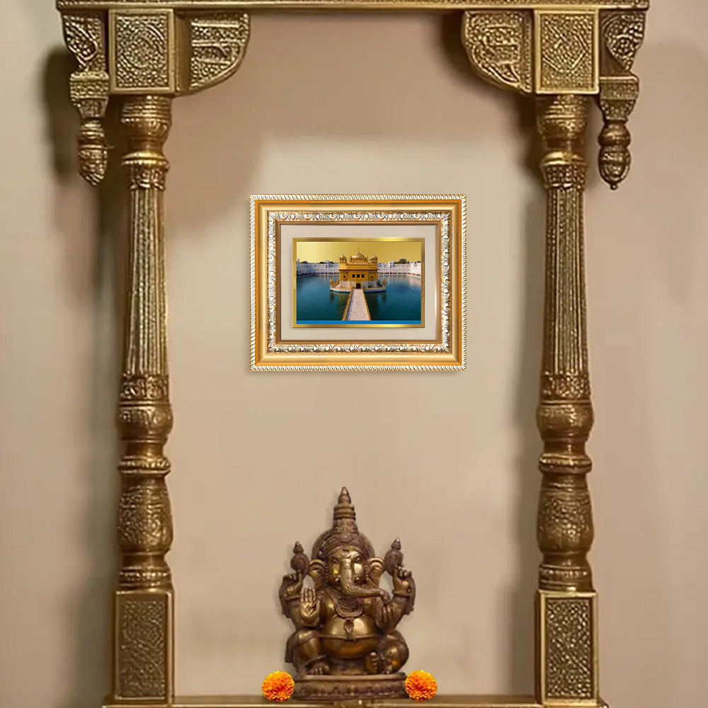 Diviniti 24K Gold Plated Golden Temple (Classic) Divine Wall and Table Top Frame for Home Mandir & Office Decor | Luxury Spiritual Gift