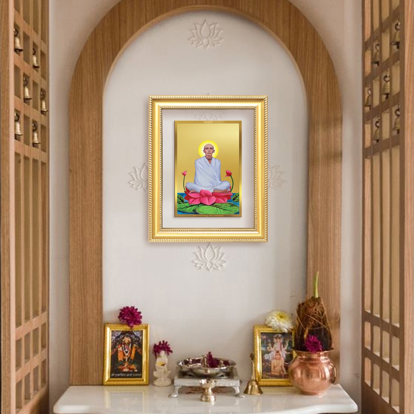 Diviniti 24K Gold Plated Ram Thakur (Classic) Divine Wall Frame for Home Mandir & Office Decor | Luxury Spiritual Gift