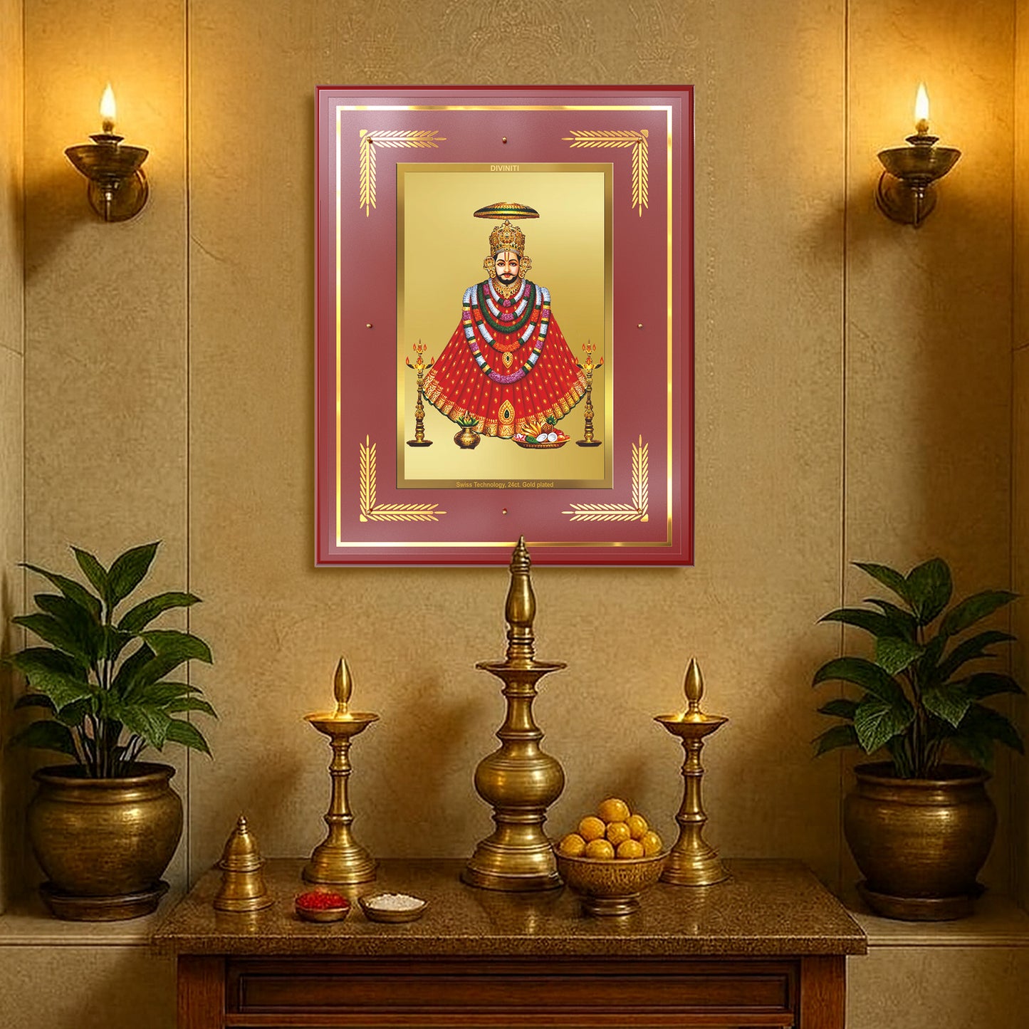 Khatu Shyam Ji | Divine Wall Mount Photo Frame in 24K Gold Plated Foil