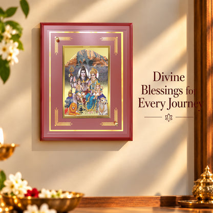 24K Gold-Plated Shiva Parivar MDF Frame | Premium Gift Box | 26x20 CM