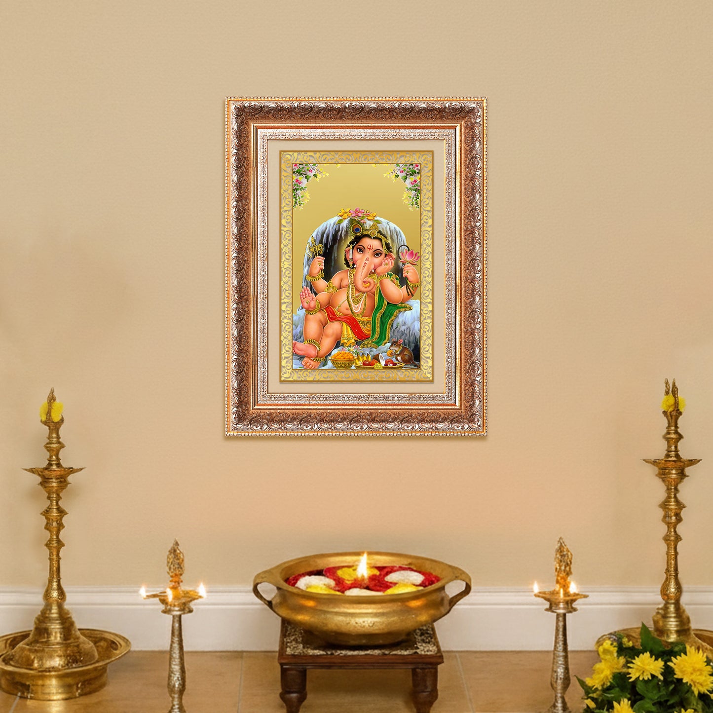 Bal Ganesha | Bal Ganapati|Baby Ganapati| for Wall Photo Frame in 24K Gold Plated Foil