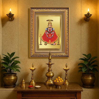 Diviniti 24K Gold Plated Khatu Shyam (Classic) Divine Wall Frame for Home Mandir & Office Decor | Luxury Spiritual Gift