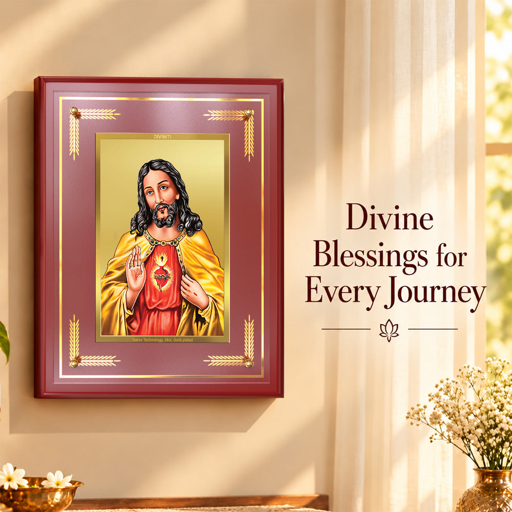 24K Gold-Plated Jesus Christ MDF Frame | Premium Gift Box | 17.5x21.5 CM