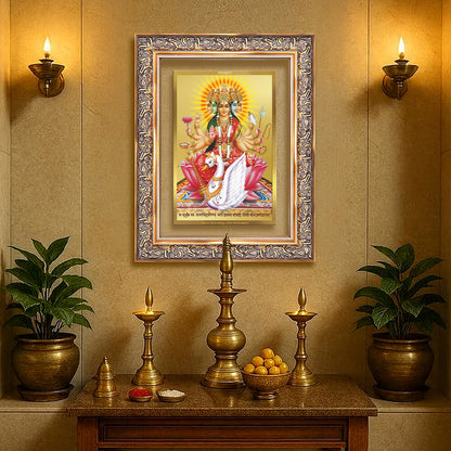 Diviniti 24K Gold Plated Gayatri Maa (Classic) Divine Wall Frame for Home Mandir & Office Decor | Luxury Spiritual Gift