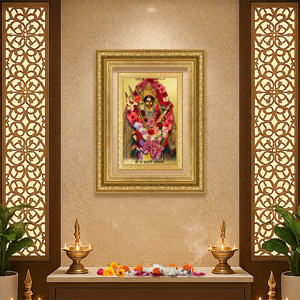 Diviniti 24K Gold Plated Katyayani Mata (Classic) Divine Wall Frame for Home Mandir & Office Decor | Luxury Spiritual Gift