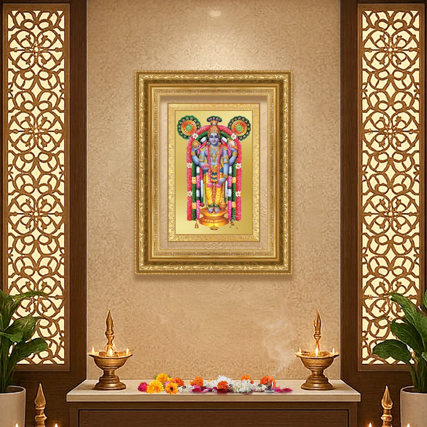 Diviniti 24K Gold Plated Guru Vayurappan (Classic) Sacred Sikh Wall Frame for Home Decor & Office Ambiance | Premium Spiritual Gift