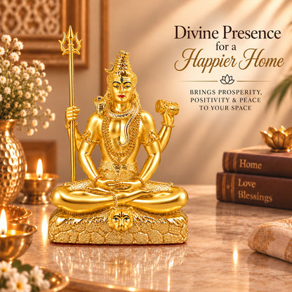 24K Gold-Plated Lord Shiva Idol | Premium Gift Box | 16x12 CM