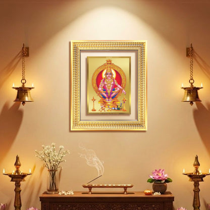 Diviniti 24K Gold Plated Ayyappan Divine Wall Frame for Home Mandir & Office Decor | Luxury Spiritual Gift