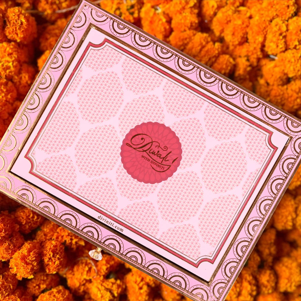 Diwali Gift Hamper | Three Glass Premium Glass Jars with Golden Compartments in Designer Keepsake Box