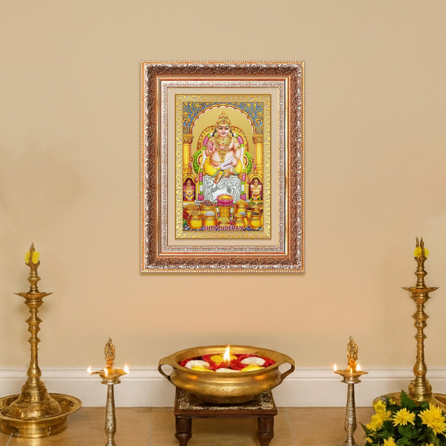 Lord Kuber | God of Wealth Wall Photo Frame in 24K Gold Plated Foil