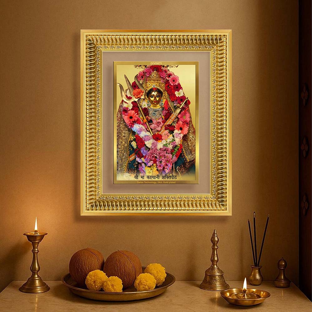 Diviniti 24K Gold Plated Katyayani Mata (Classic) Divine Wall Frame for Home Mandir & Office Decor | Luxury Spiritual Gift
