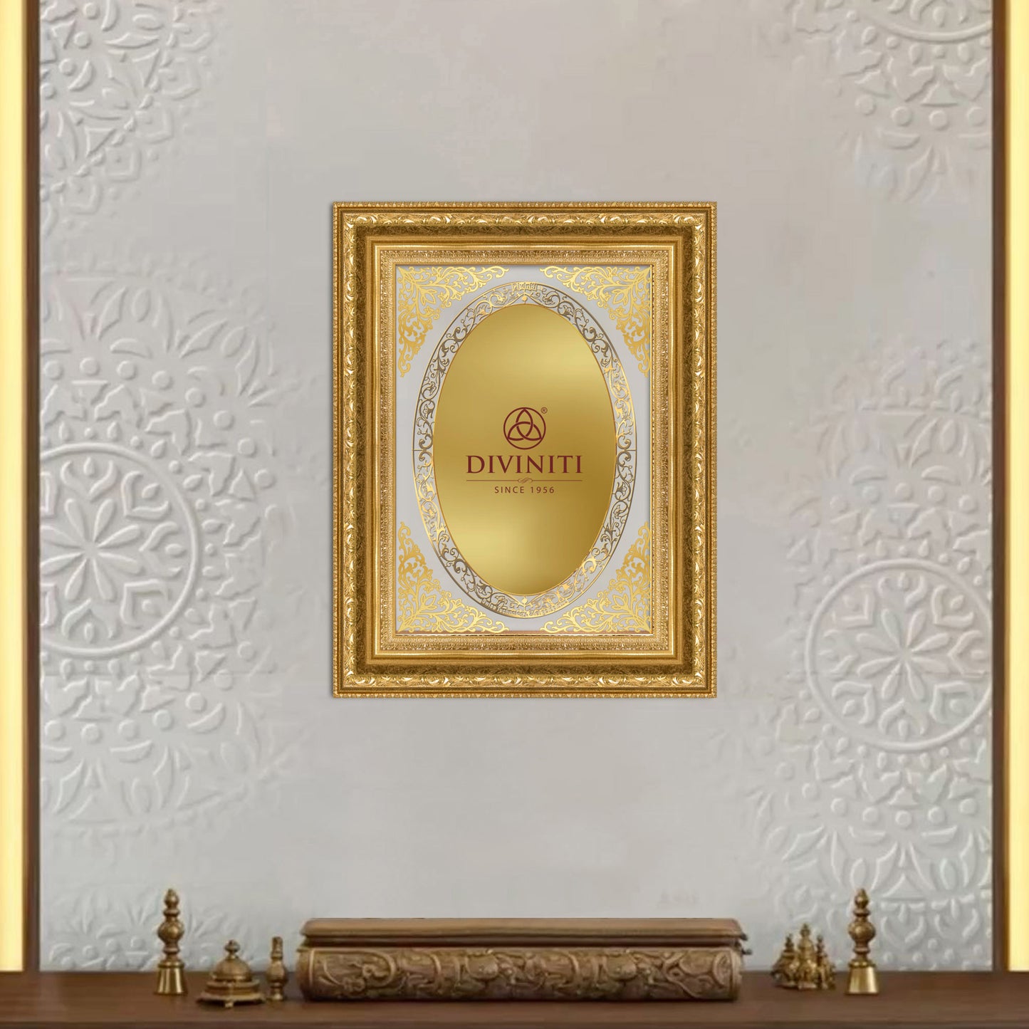 Diviniti Double Glass Frame Personalised Wall Mount Photo Frame in 24K Gold Plated Foil