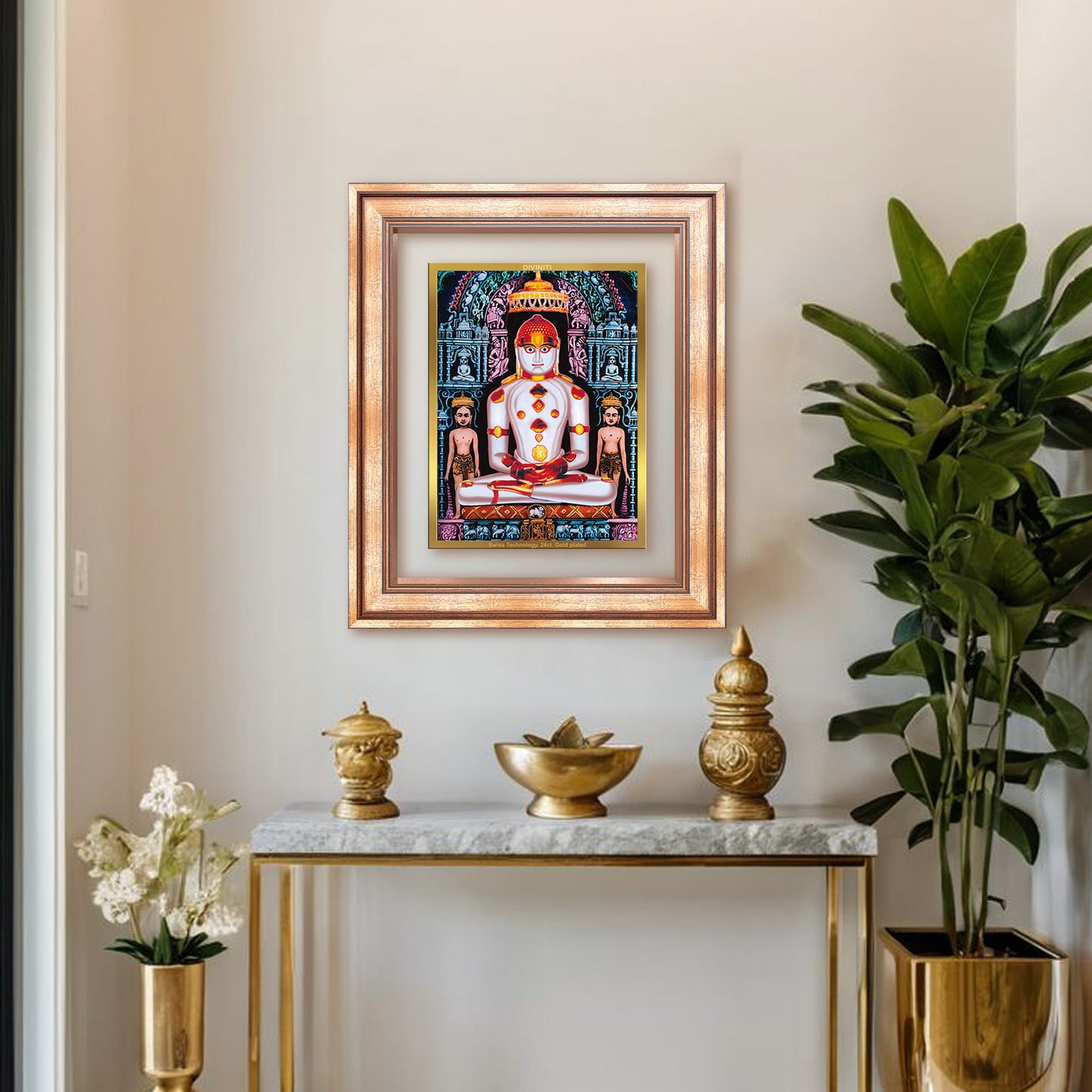 Diviniti 24K Gold Plated Adinath Divine Wall Frame for Home Mandir & Office Decor | Premium Jain Spiritual Gift