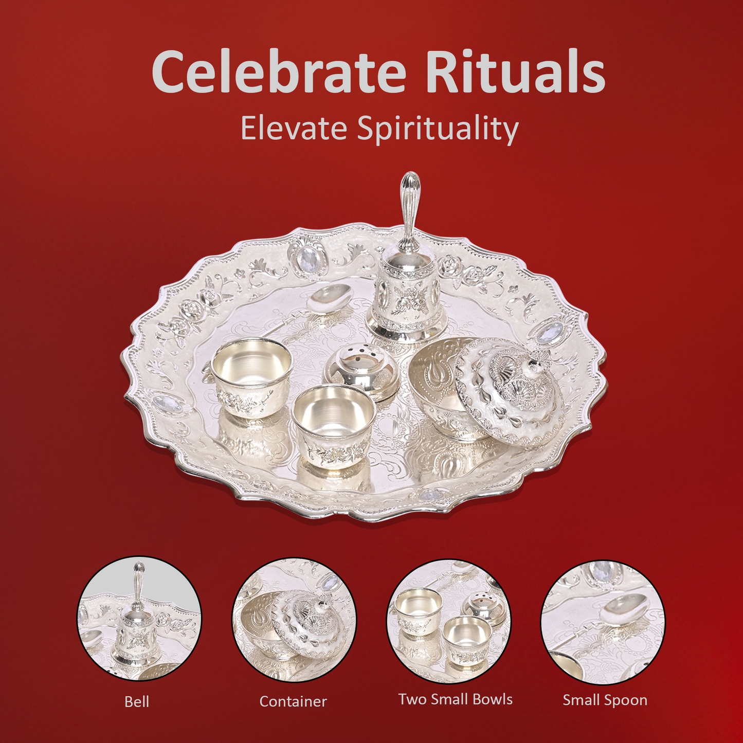 DIVINITI Designer Puja Thali Kit Celebrate Rituals with Elegance, Fusion of Art and Devotion for Home Office Décor, Pooja Room Samagri  Diwali GIft
