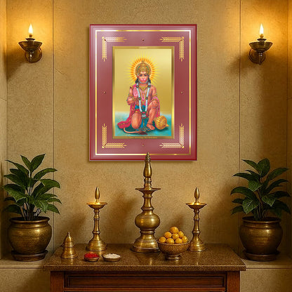 Ashirwad Hanuman Wall Photo Frame in 24K Gold Plated Foil | Strength, Protection & Divine Blessings