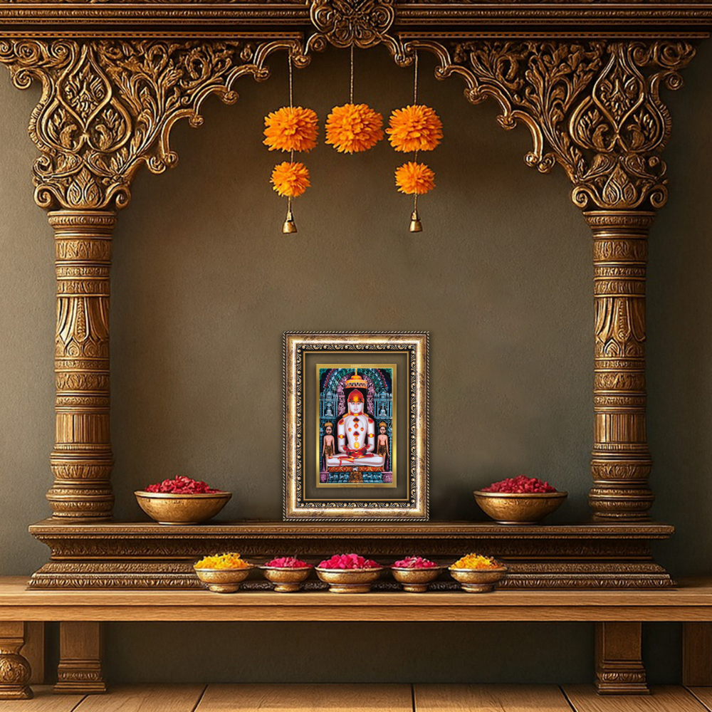 Diviniti 24K Gold Plated Adinath Divine Wall Frame for Home Mandir & Office Decor | Premium Jain Spiritual Gift