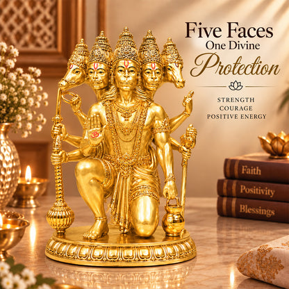 24K Gold-Plated Panchmukhi Hanuman Idol | Premium Gift Box | 17.5x12 CM