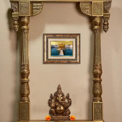 Diviniti 24K Gold Plated Golden Temple (Classic) Divine Wall and Table Top Frame for Home Mandir & Office Decor | Luxury Spiritual Gift