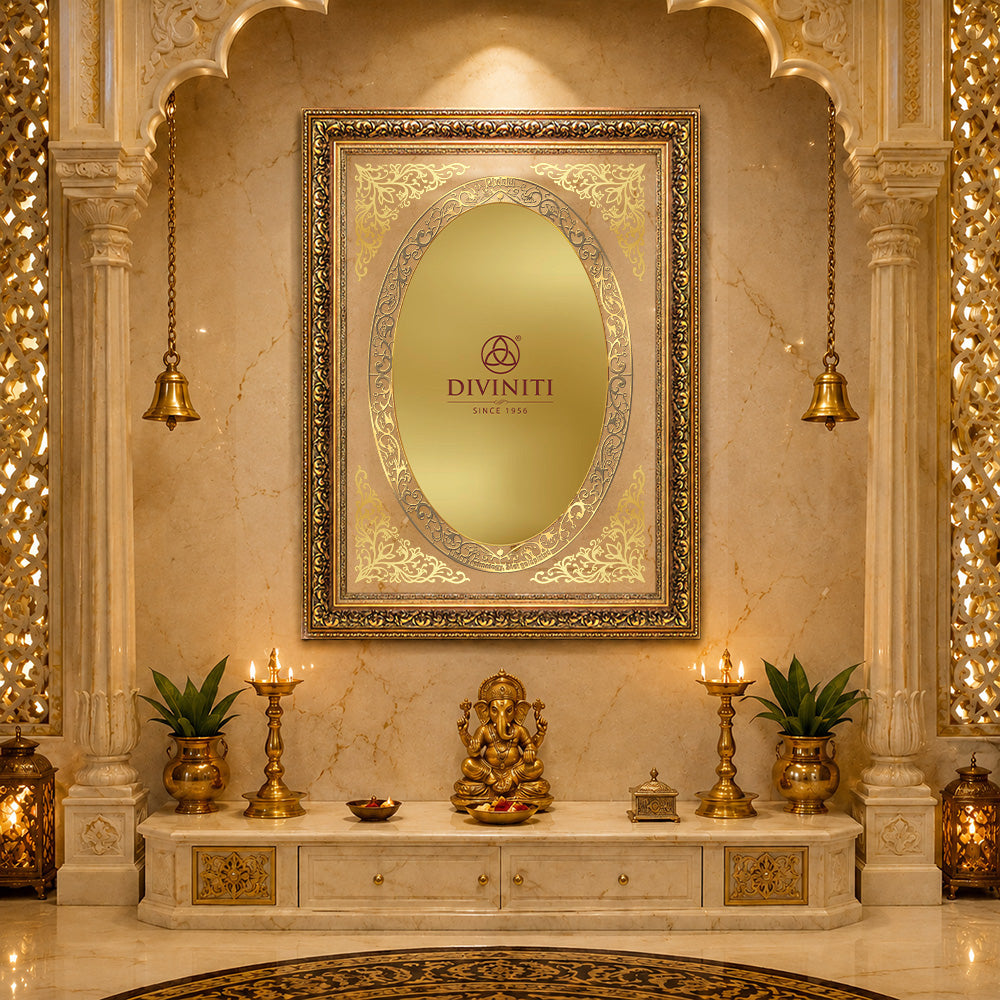 Diviniti Double Glass Frame Personalised Wall Mount Photo Frame in 24K Gold Plated Foil