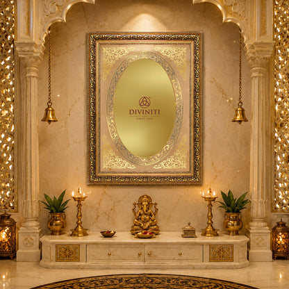 Diviniti Double Glass Frame Personalised Wall Mount Photo Frame in 24K Gold Plated Foil
