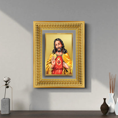 Diviniti 24K Gold Plated Jesus Christ (Classic) Divine Wall Frame for Home Mandir & Office Decor | Luxury Spiritual Gift
