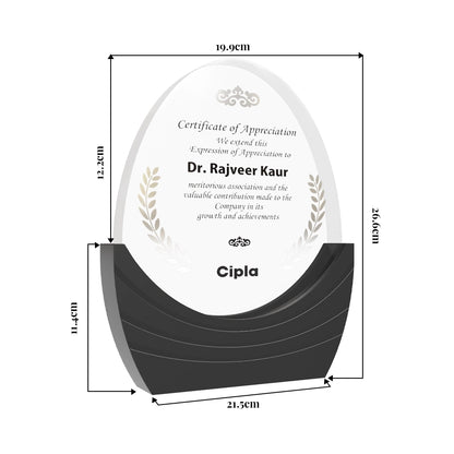 Acrylic with MDF Base Personalized Trophy Elegant Oval Recognition Award with Custom Engraving
