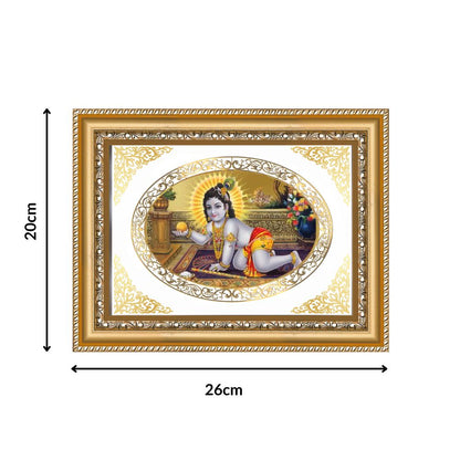 Laddu Gopal | Baby Krishna Wall & Tabletop Royal Photo Frame in 24K Gold Plated Foil