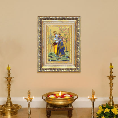 Diviniti 24K Gold Plated Radha Krishna (Classic) Divine Wall Frame for Home Mandir & Office Decor | Luxury Spiritual Gift