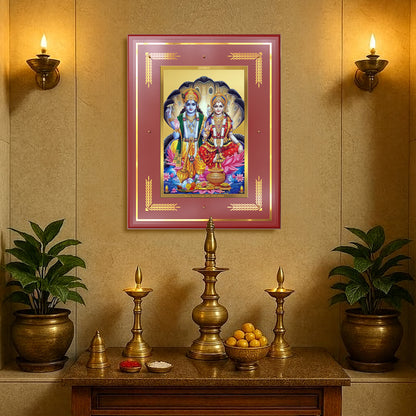 Lakshmi Vishnu | Divine Consort Wall Mount Photo Frame in 24K Gold Plated Foil