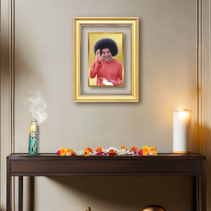 Diviniti 24K Gold Plated Satya Sai Baba (Classic) Divine Wall Frame for Home Mandir & Office Decor | Luxury Spiritual Gift