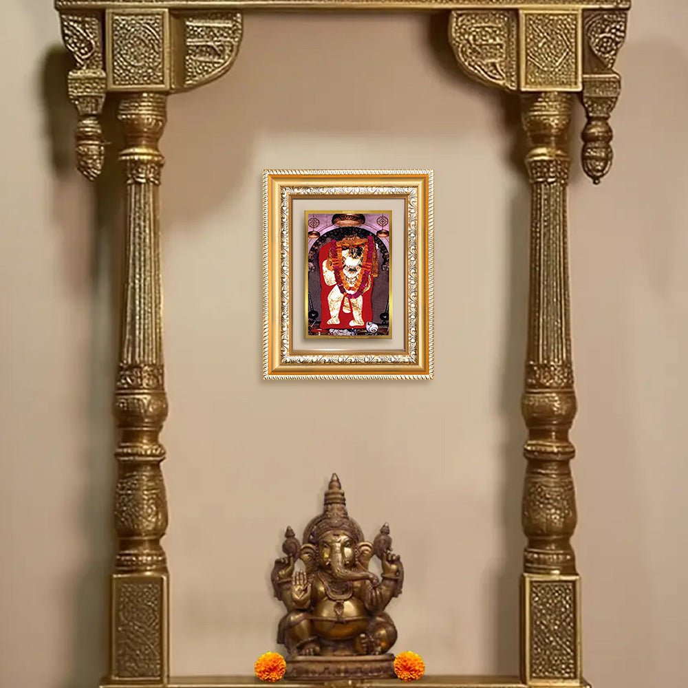 Diviniti 24K Gold Plated Mehndipur Balaji (Classic) Divine Wall and Table Top Frame for Home Mandir & Office Decor | Luxury Spiritual Gift