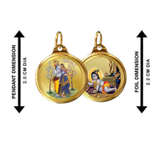 Load image into Gallery viewer, Diviniti 24K Double sided Gold Plated Pendant  RADHA KRISHNA &amp; LADDU GOPAL|28 MM Flip Coin (1 PCS)
