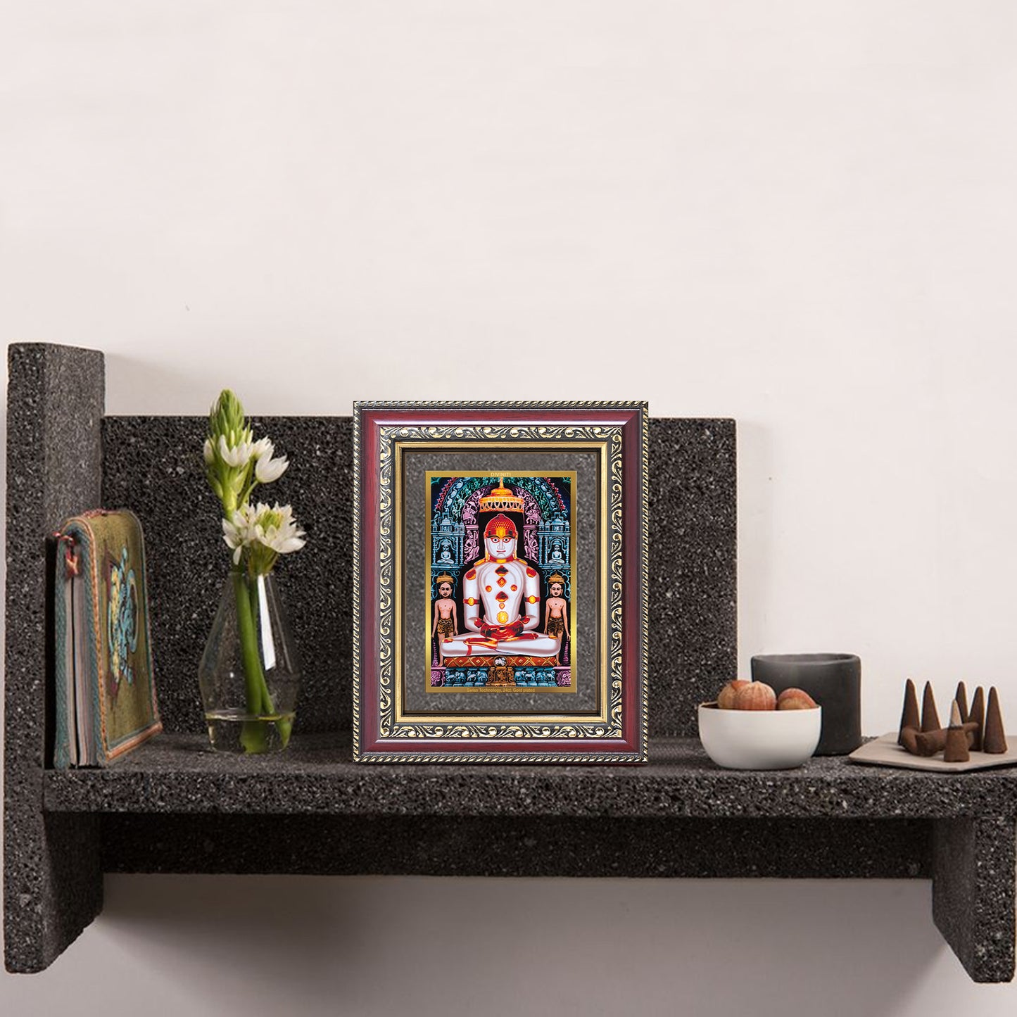 Diviniti 24K Gold Plated Adinath Divine Wall and Table Top Frame for Home Mandir & Office Decor | Premium Jain Spiritual Gift
