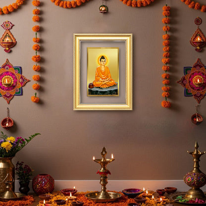 Diviniti 24K Gold Plated Buddha (Classic) Divine Wall Frame for Home Mandir & Office Decor | Luxury Spiritual Gift