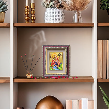 Diviniti 24K Gold Plated Hanuman With Mountain (Classic) Divine Table Top Frame for Home Mandir & Office Decor | Luxury Spiritual Gift