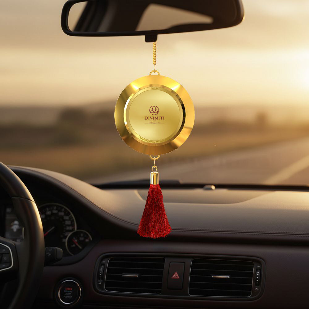 Diviniti Personalised Double Sided Car Dangler in 24K Gold Plated Foil | Double Sided Photo Print