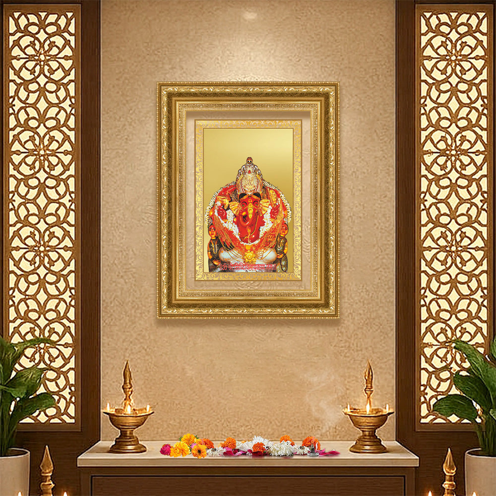 Diviniti 24K Gold Plated Siddhi Vinayak (Classic) Divine Wall Frame for Home Mandir & Office Decor | Luxury Spiritual Gift