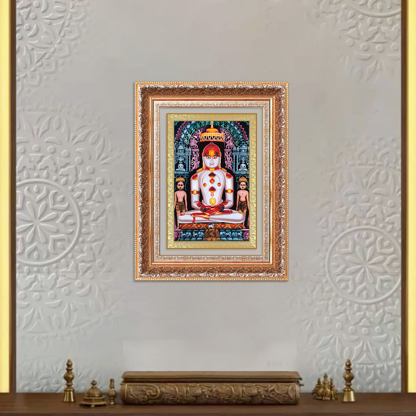 Adinath | Adishwara Tirthankara Rishabhanatha for Wall Mount Photo Frame in 24K Gold Plated Foil