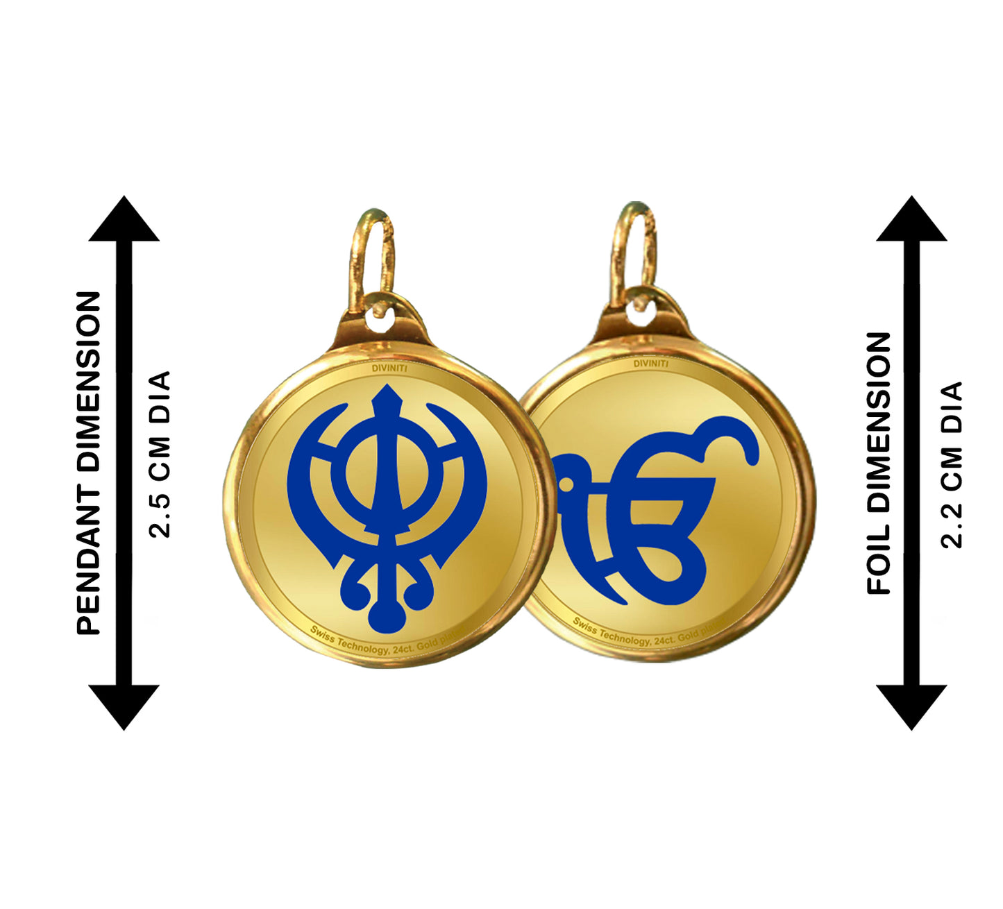 Diviniti 24K Double sided Gold Plated Pendant KHANDA SAHIB & IK ONKAR |22 MM Flip Coin (1 PCS)