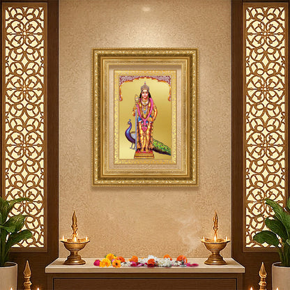 Diviniti 24K Gold Plated Murugan (Classic) Divine Wall Frame for Home Mandir & Office Decor | Luxury Spiritual Gift