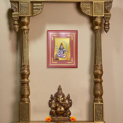 Diviniti 24K Gold Plated Lord Shiva Blessing Tabletop Photo Frame | Peace, Power & Divine Grace