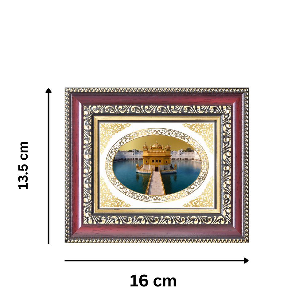 Sri Harmandir Sahib (Golden Temple) Divine Sikh Sacred Darbar Sahib Royal Tabletop Frame in 24K Gold Plated Foil