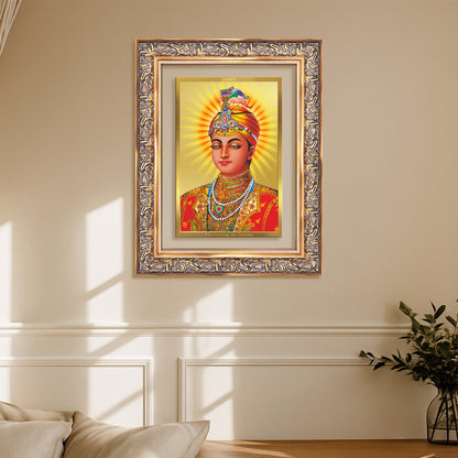 Diviniti 24K Gold Plated Guru Harkrishan Sahib Ji (Classic) Sacred Sikh Wall Frame for Home Decor & Office Ambiance | Premium Spiritual Gift