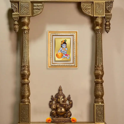 Diviniti 24K Gold Plated Bal Gopal Divine Wall and Table Top Frame for Home Mandir & Office Decor | Luxury Spiritual Gift