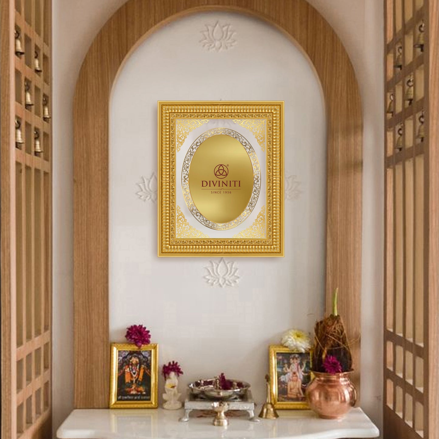 Diviniti Double Glass Frame Personalised Tabletop and Wall Photo Frame in 24K Gold Plated Foil
