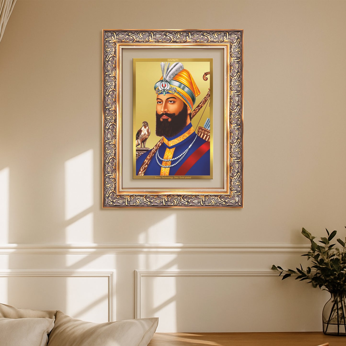 Guru Gobind Singh Ji | Divine Wall Mount Photo Frame in 24K Gold Plated Foil