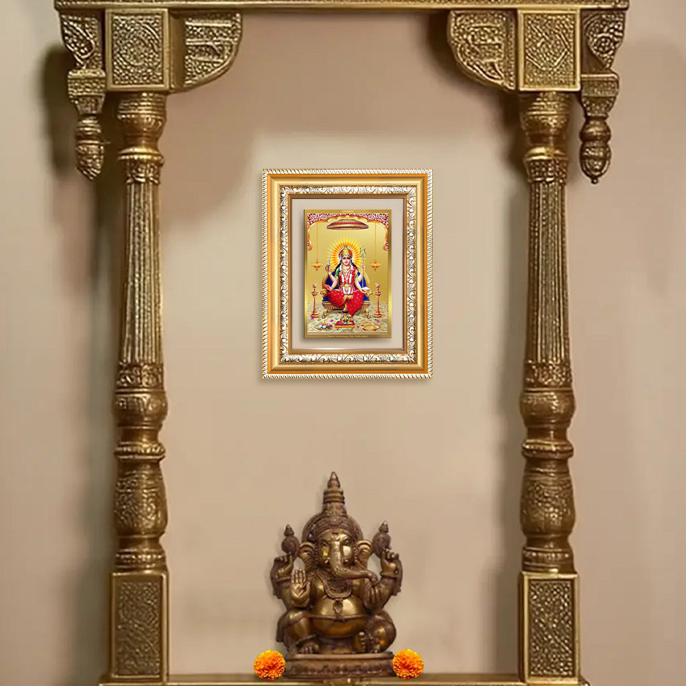 Diviniti 24K Gold Plated Santoshi Mata (Classic) Divine Wall and Table Top Frame for Home Mandir & Office Decor | Luxury Spiritual Gift