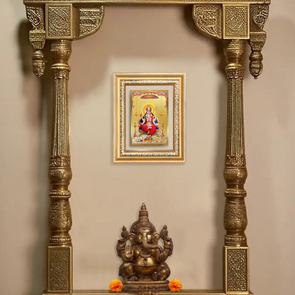 Diviniti 24K Gold Plated Santoshi Mata (Classic) Divine Wall and Table Top Frame for Home Mandir & Office Decor | Luxury Spiritual Gift