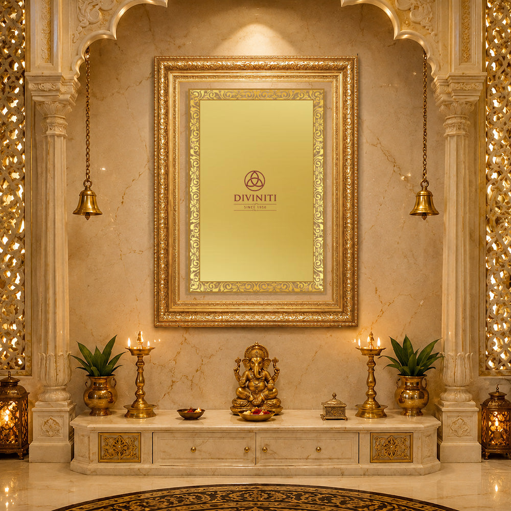 Diviniti Double Glass Frame Personalised Wall Mount Photo Frame in 24K Gold Plated Foil