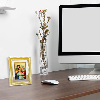 Diviniti 24K Gold Plated Holy Family (Classic) Divine Wall and Table Top Frame for Home Mandir & Office Decor | Luxury Spiritual Gift